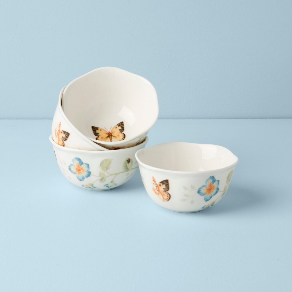 Butterfly Floral Dessert Bowls, Set of 4