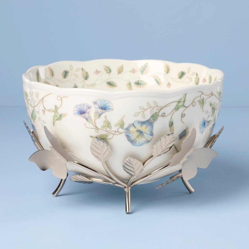 Anniversary Floral Display Bowl with Metal Stand